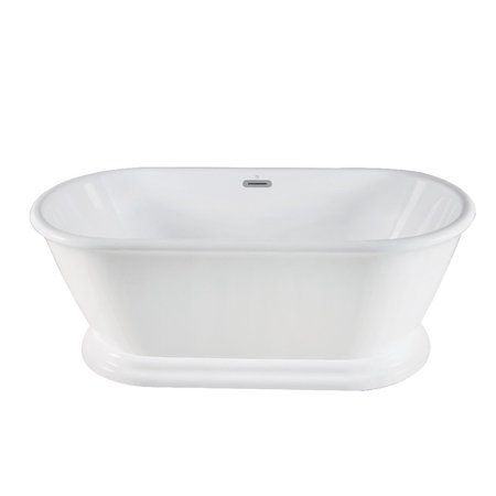AQUA EDEN Pedestal Bathtubs, 65.75 L, 30.5 W, White, Acrylic VTDE663124